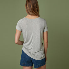 Load image into Gallery viewer, Grey Marl Slouch V-Neck T-Shirt