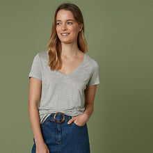 Load image into Gallery viewer, Grey Marl Slouch V-Neck T-Shirt