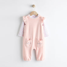 Load image into Gallery viewer, Pink Baby Dungarees and Longsleeve Bodysuit Set (0mths-18mths)