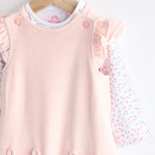 Load image into Gallery viewer, Pink Baby Dungarees and Longsleeve Bodysuit Set (0mths-18mths)