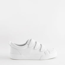 Load image into Gallery viewer, White Standard Fit (F) 3 Strap Touch Fastening Trainers