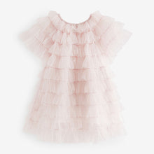 Load image into Gallery viewer, Shell Pink Sparkle Ruffle Mesh Dress (3mths-6yrs)