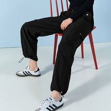 Load image into Gallery viewer, Black Parachute Pull On Cargo Trousers