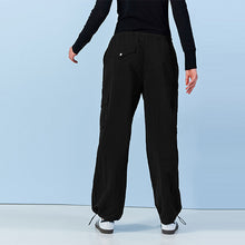 Load image into Gallery viewer, Black Parachute Pull On Cargo Trousers