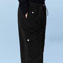 Load image into Gallery viewer, Black Parachute Pull On Cargo Trousers