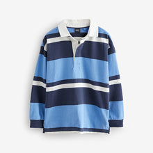Load image into Gallery viewer, Blue Long Sleeve Rugby 100% Cotton Polo Shirt (3-12yrs)