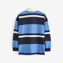Load image into Gallery viewer, Blue Long Sleeve Rugby 100% Cotton Polo Shirt (3-12yrs)
