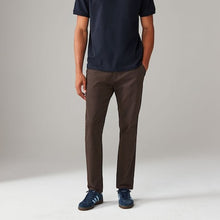 Load image into Gallery viewer, Brown Slim Fit Stretch Chinos Trousers
