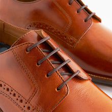 Load image into Gallery viewer, an Brown Regular Fit Leather Contrast Sole Derby Shoes