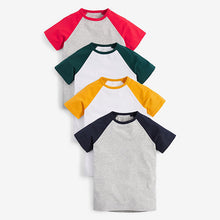 Load image into Gallery viewer, Multi 4 Pack Short Sleeve Raglan T-Shirts (3-12yrs)