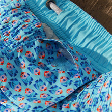Load image into Gallery viewer, Turquoise Mini Fish Printed Swim Shorts