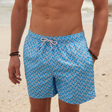 Load image into Gallery viewer, Turquoise Mini Fish Printed Swim Shorts