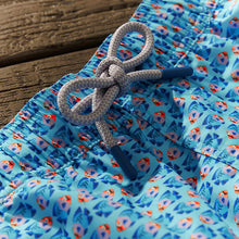 Load image into Gallery viewer, Turquoise Mini Fish Printed Swim Shorts