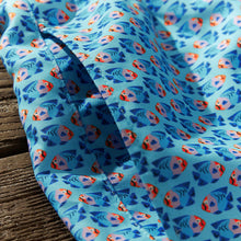 Load image into Gallery viewer, Turquoise Mini Fish Printed Swim Shorts