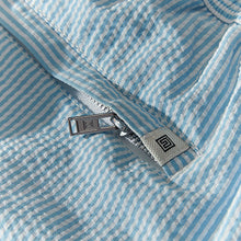Load image into Gallery viewer, Blue and White Seersucker Striped Premium Swim Shorts