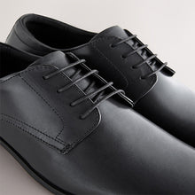 Load image into Gallery viewer, Black Standard Fit Leather Plain Derby Shoes