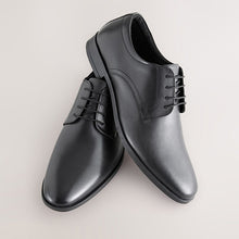 Load image into Gallery viewer, Black Standard Fit Leather Plain Derby Shoes