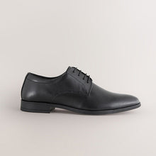 Load image into Gallery viewer, Black Standard Fit Leather Plain Derby Shoes
