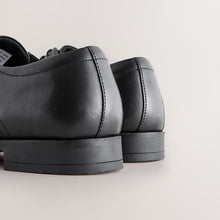 Load image into Gallery viewer, Black Standard Fit Leather Plain Derby Shoes
