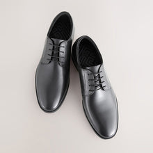 Load image into Gallery viewer, Black Standard Fit Leather Plain Derby Shoes