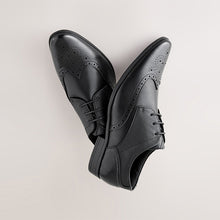 Load image into Gallery viewer, Black Standard Fit Brogue Shoes