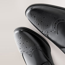 Load image into Gallery viewer, Black Standard Fit Brogue Shoes