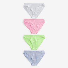 Load image into Gallery viewer, Pink/Lilac/Green/White High Leg Cotton Rich Knickers 4 Pack