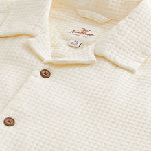 Load image into Gallery viewer, Ecru 100% Cotton Textured Waffle Short Sleeve Shirt