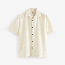 Load image into Gallery viewer, Ecru 100% Cotton Textured Waffle Short Sleeve Shirt