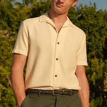 Load image into Gallery viewer, Ecru 100% Cotton Textured Waffle Short Sleeve Shirt