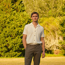 Load image into Gallery viewer, Ecru 100% Cotton Textured Waffle Short Sleeve Shirt