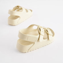 Load image into Gallery viewer, Buttermilk White Double Buckle Ankle Strap EVA Sandals