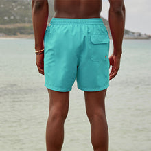 Load image into Gallery viewer, Blue Aqua Palm Logo Essential Swim Shorts