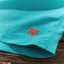 Load image into Gallery viewer, Blue Aqua Palm Logo Essential Swim Shorts
