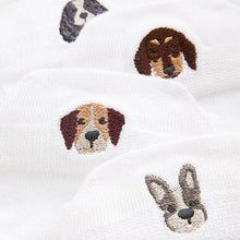 Load image into Gallery viewer, White/Dogs Embroidered Motif Trainers Socks 4 Pack