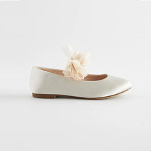 Load image into Gallery viewer, Ivory Cream Bow Stain Resistant Satin Bridesmaid Ballet Shoes