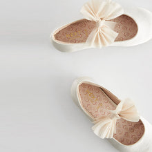 Load image into Gallery viewer, Ivory Cream Bow Stain Resistant Satin Bridesmaid Ballet Shoes