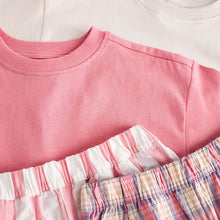 Load image into Gallery viewer, Pink/Cream Woven Check 100% Cotton Pyjamas 2 Pack (4-7yrs)
