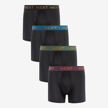 Load image into Gallery viewer, Black Bamboo Rich Waistband Signature A-Front Boxers 4 Pack