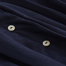 Load image into Gallery viewer, Navy Pleat Front Button Through Long Sleeve Blouse