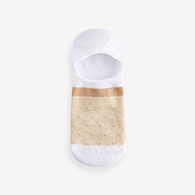Load image into Gallery viewer, White/Oatmeal Sparkle Stripe Invisible Socks 4 Pack