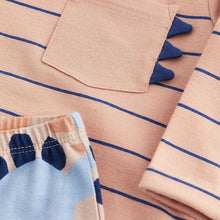 Load image into Gallery viewer, Blue/Brown Dinosaur Baby Top and Leggings 2 Piece Set