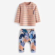 Load image into Gallery viewer, Blue/Brown Dinosaur Baby Top and Leggings 2 Piece Set