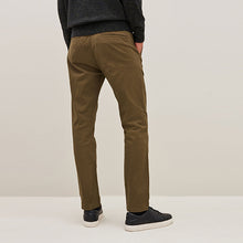 Load image into Gallery viewer, Dark Tan Brown Slim Fit Stretch Chinos Trousers