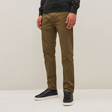 Load image into Gallery viewer, Dark Tan Brown Slim Fit Stretch Chinos Trousers