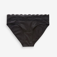 Load image into Gallery viewer, Black/Pink Heart Print High Leg Cotton and Lace Knickers 4 Pack