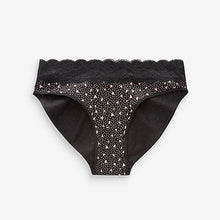 Load image into Gallery viewer, Black/Pink Heart Print High Leg Cotton and Lace Knickers 4 Pack