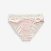 Load image into Gallery viewer, Black/Pink Heart Print High Leg Cotton and Lace Knickers 4 Pack