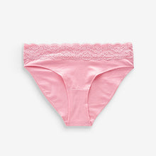 Load image into Gallery viewer, Black/Pink Heart Print High Leg Cotton and Lace Knickers 4 Pack