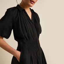 Load image into Gallery viewer, Black Puff Sleeve Midi Dress